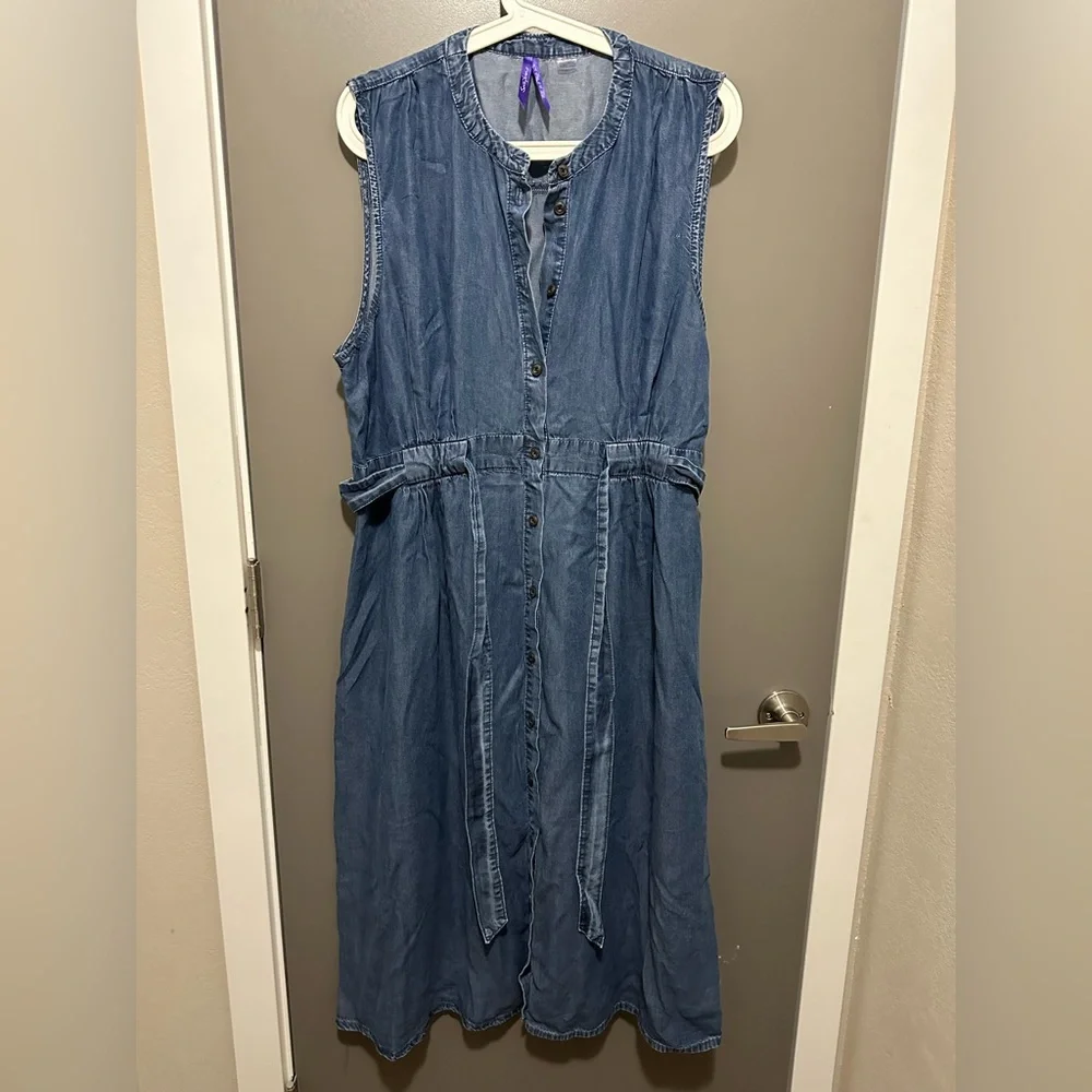 NWOT Seraphine Sleeveless Midi Shirt Nursing and Maternity Dress Djena - Denim - Picture 2 of 4